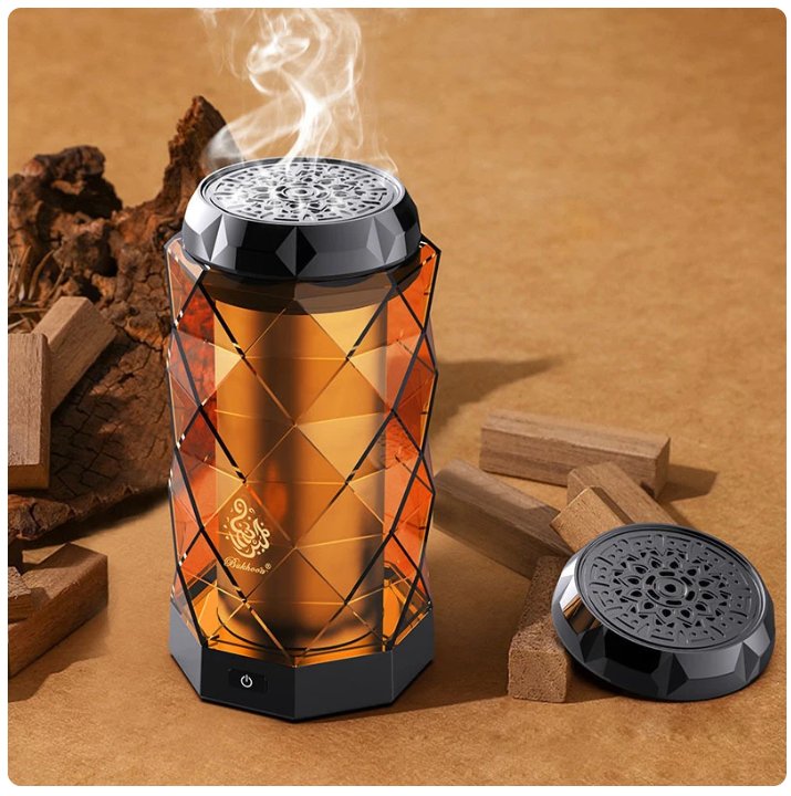The crystal lantern burner with oud pieces and its perforated lid