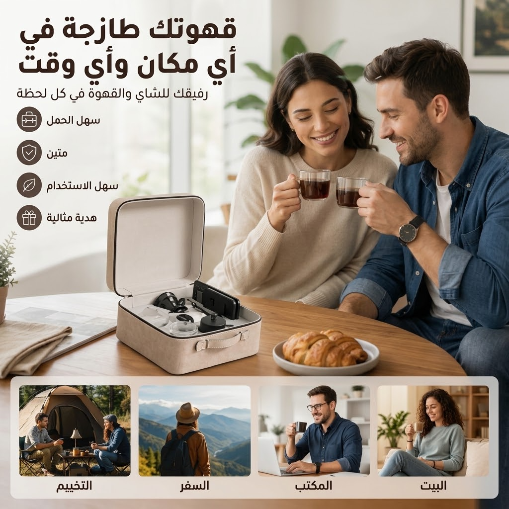 طقم تحضير القهوة المحمول للبيت والمكتب والسفر والتخييم