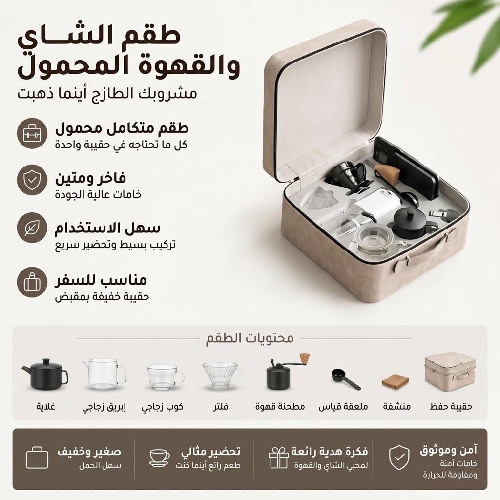 محتويات طقم الشاي والقهوة المحمول ومزاياه