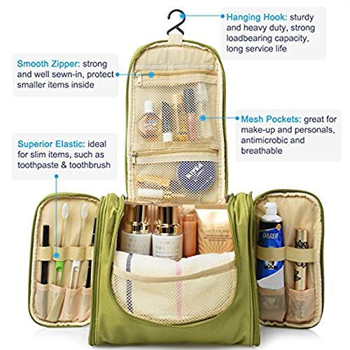 Multiple sections organise skincare and makeup